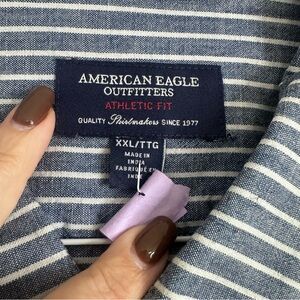 American Eagle Outfitters Blue and White Striped Shirt Men's Size XXLT